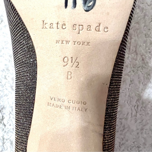 Kate Spade Juliette Italy Bow Pointed Toe Dress Pumps Sparking Bronze Bridal 9.5 - Picture 11 of 11